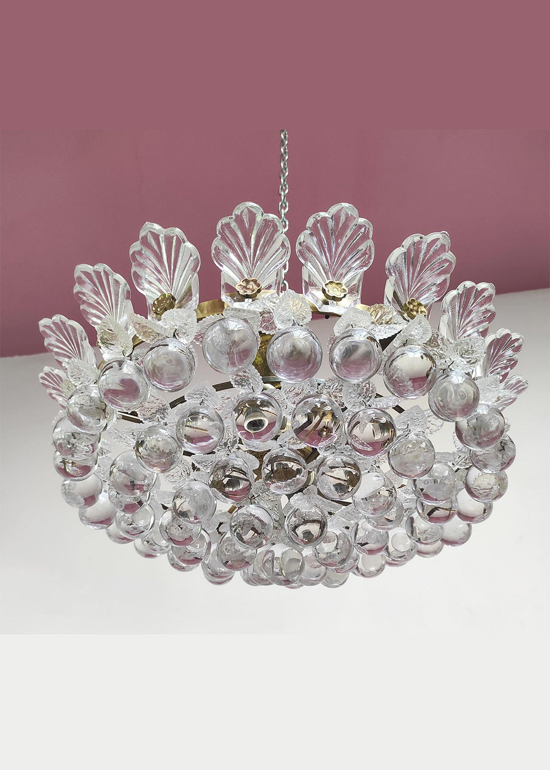 Plafón techo bolas y hojas cristal c. 1960 (66 bolas y 219 hojas)