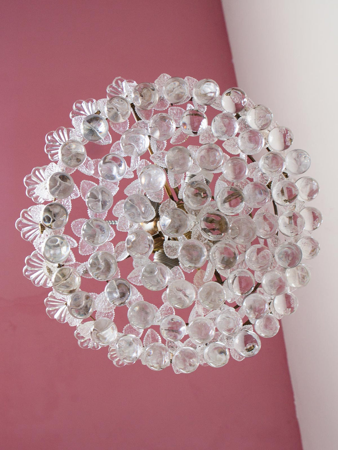Plafón techo bolas y hojas cristal c. 1960 (66 bolas y 219 hojas)