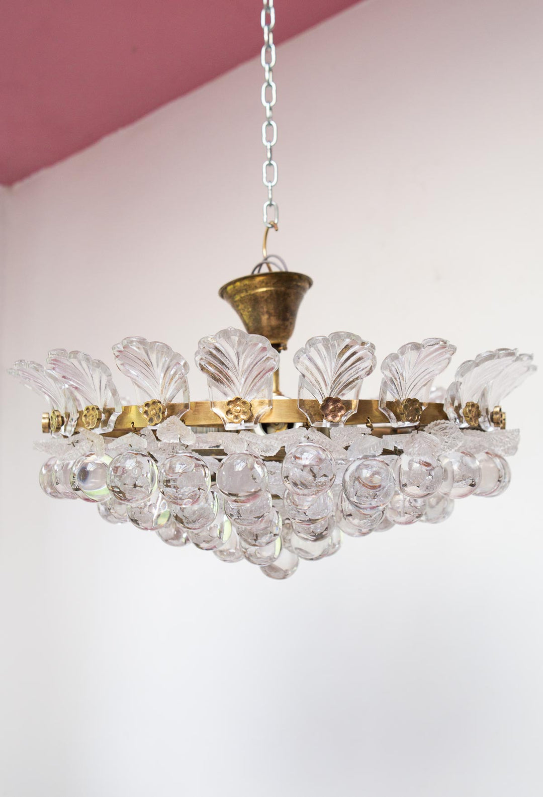 Plafón techo bolas y hojas cristal c. 1960 (66 bolas y 219 hojas)