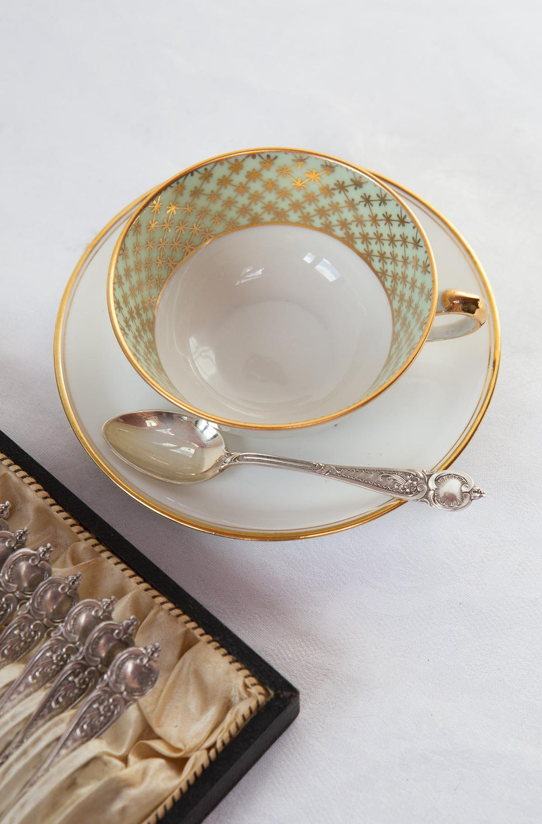 Estuche 12 cucharillas café en estuche c. 1900-1915 Belle Époque Paris