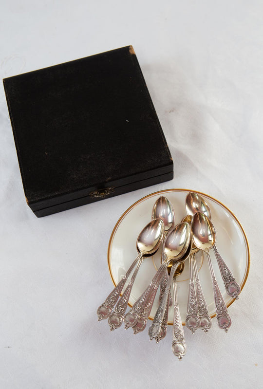 Estuche 12 cucharillas café en estuche c. 1900-1915 Belle Époque Paris