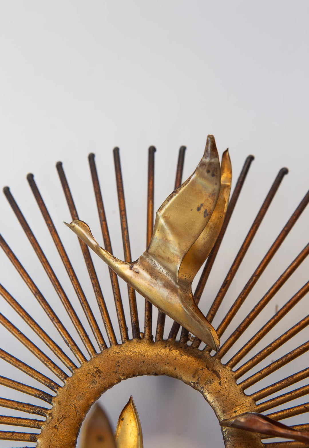 Escultura sol pájaros metal atribuida Curtis Jeré años 60/70 (26 cm)