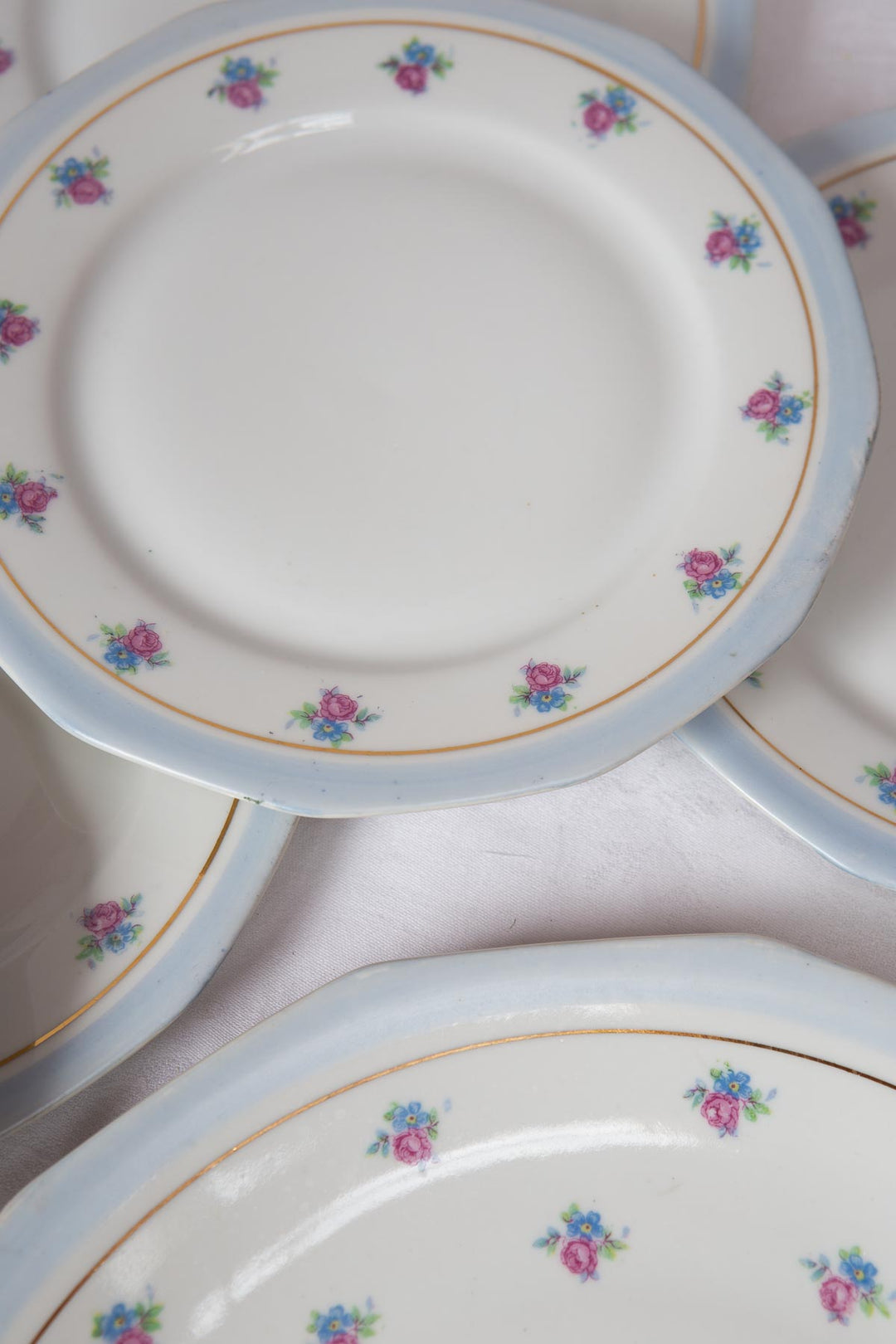 Conjunto de postre en porcelana F.D. Chauvigny, c. 1930s (7 SERVICIOS)