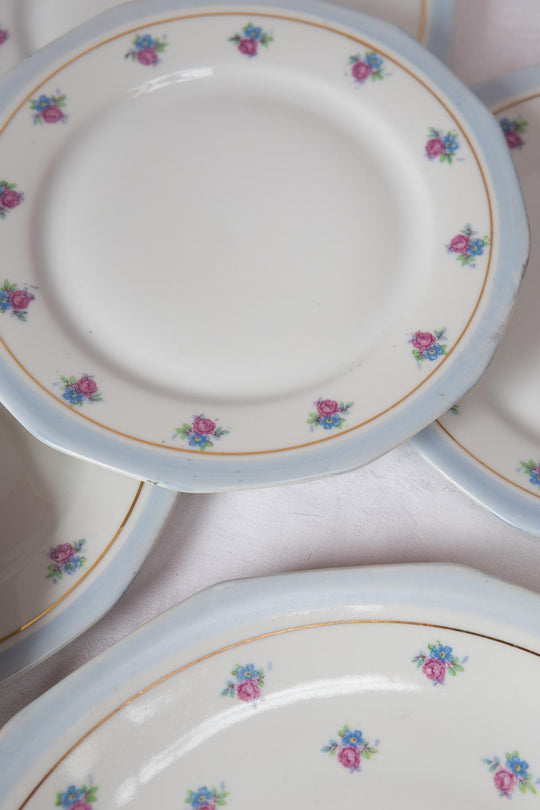 Conjunto de postre en porcelana F.D. Chauvigny, c. 1930s (7 SERVICIOS)