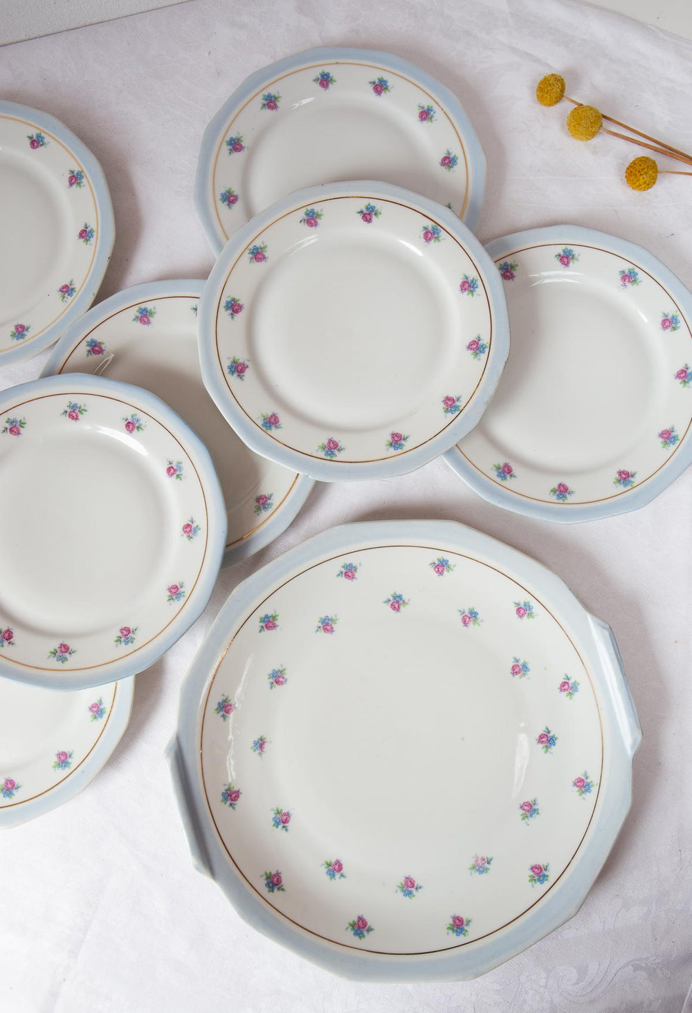 juego de postre porcelana francesa azul