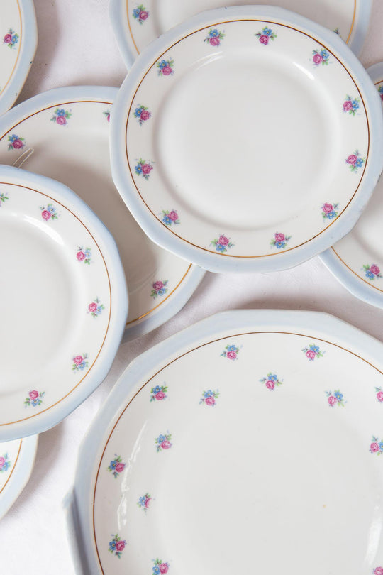 Conjunto de postre en porcelana F.D. Chauvigny, c. 1930s (7 SERVICIOS)