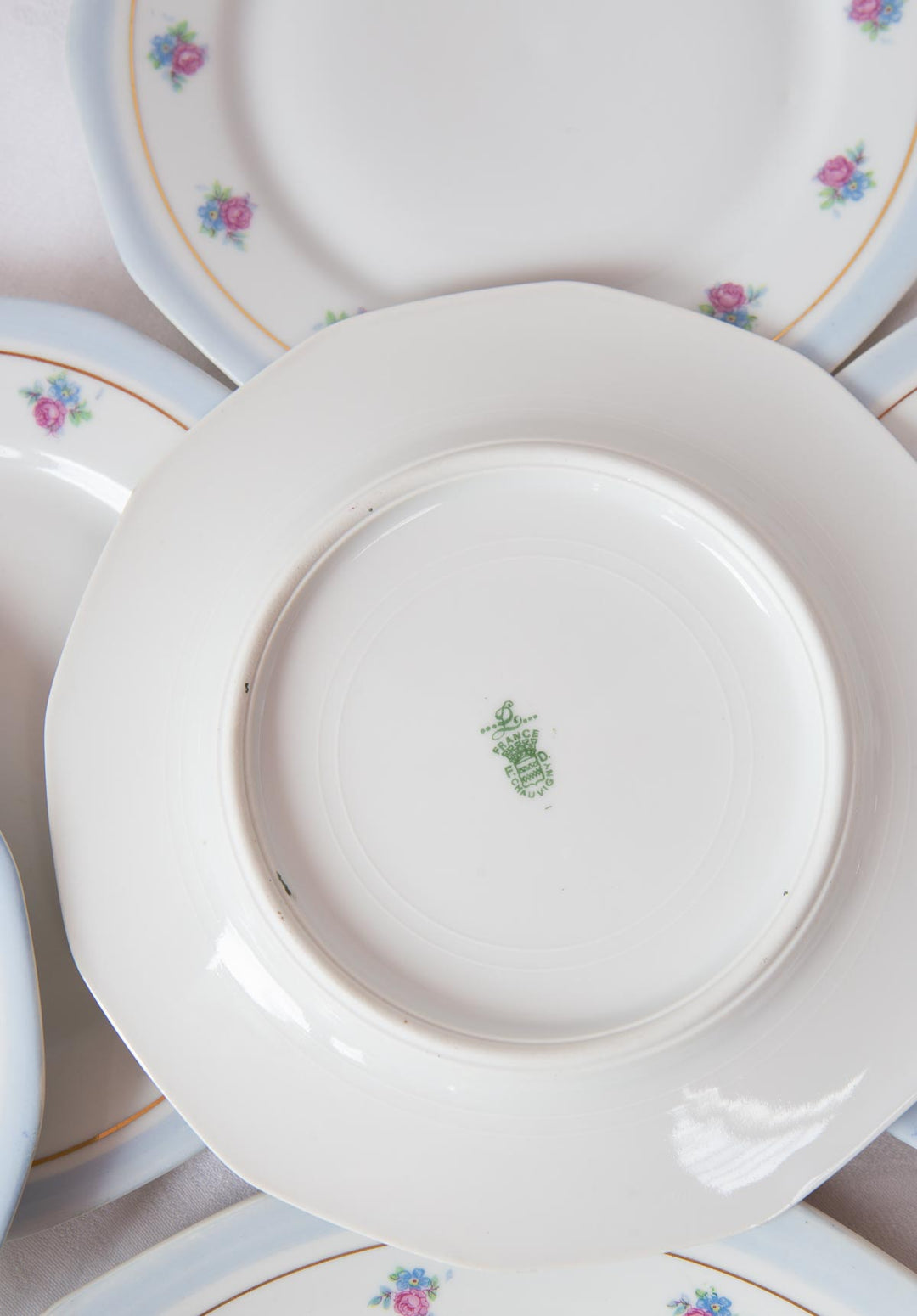 juego de postre porcelana francesa azul