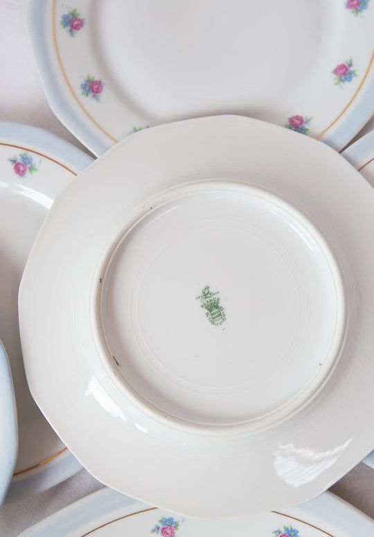juego de postre porcelana francesa azul