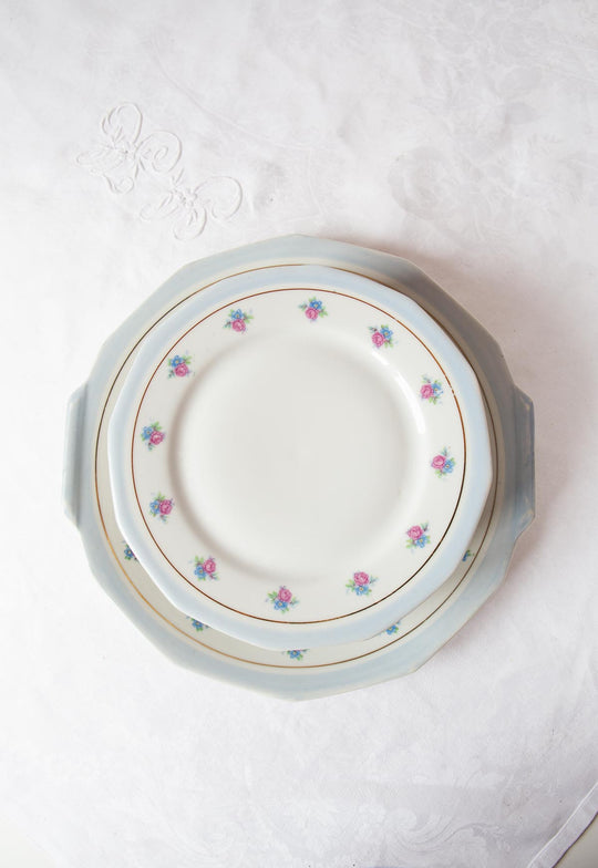 juego de postre porcelana francesa azul