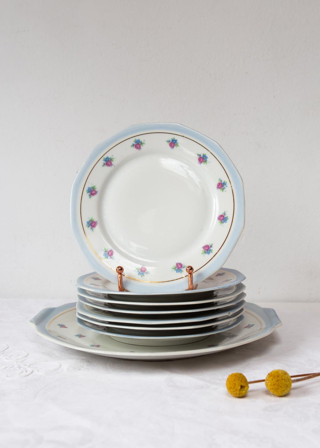 juego de postre porcelana francesa azul