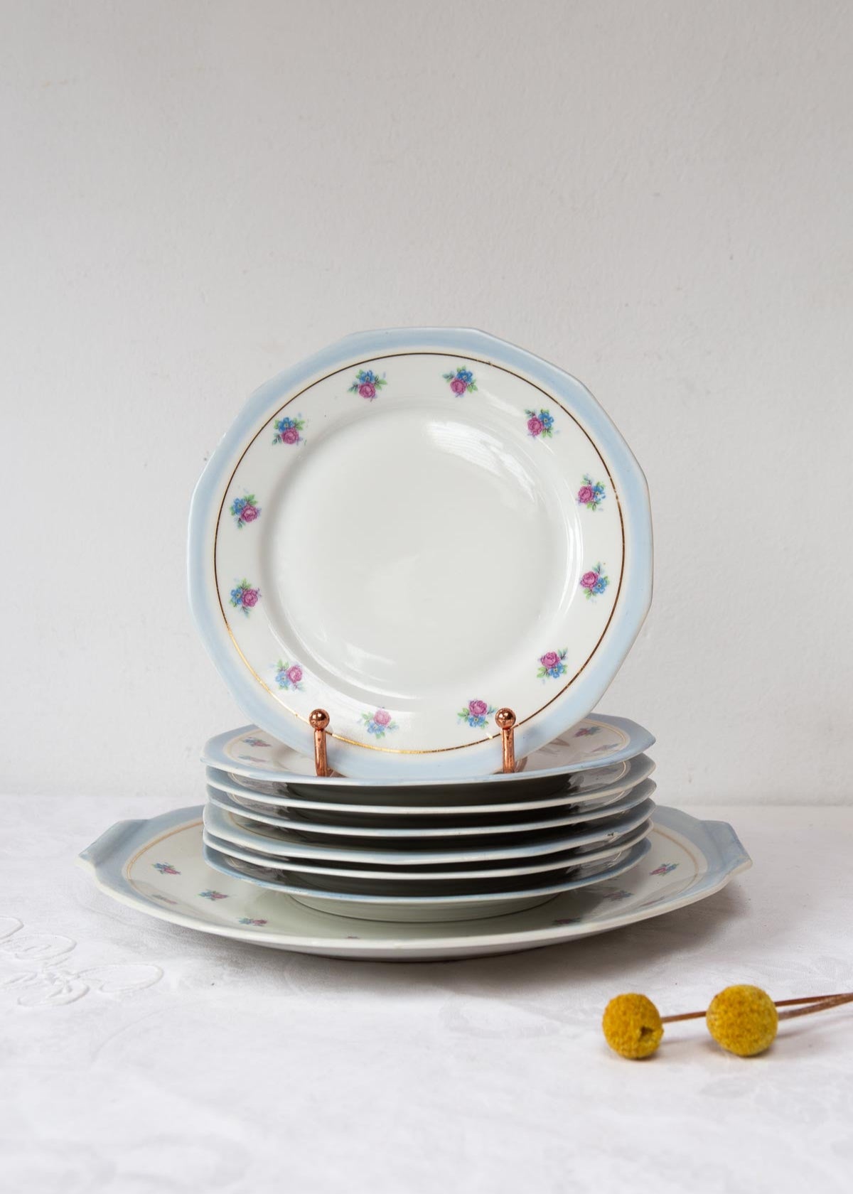 juego de postre porcelana francesa azul