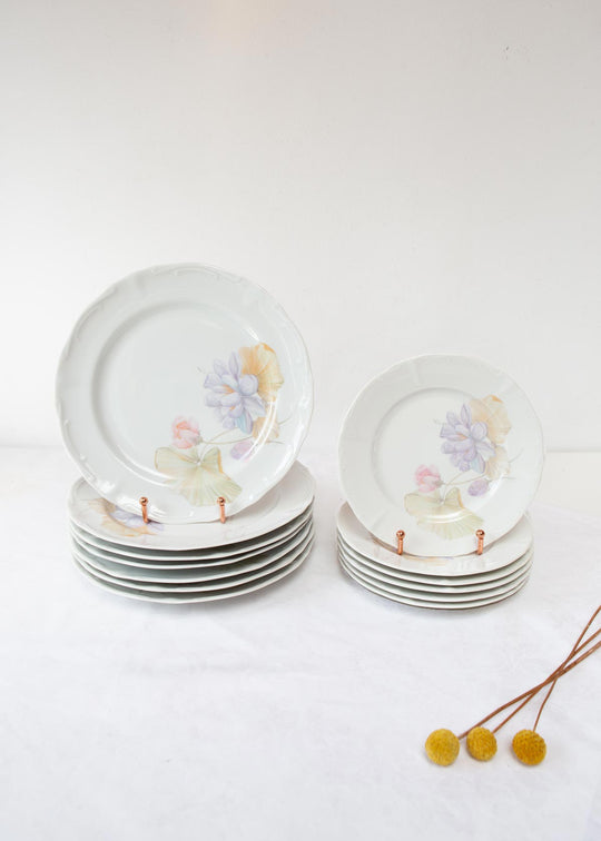 Juego platos LLANOS y POSTRE porcelana francesa Chauvigny PARA 6 (13 piezas)
