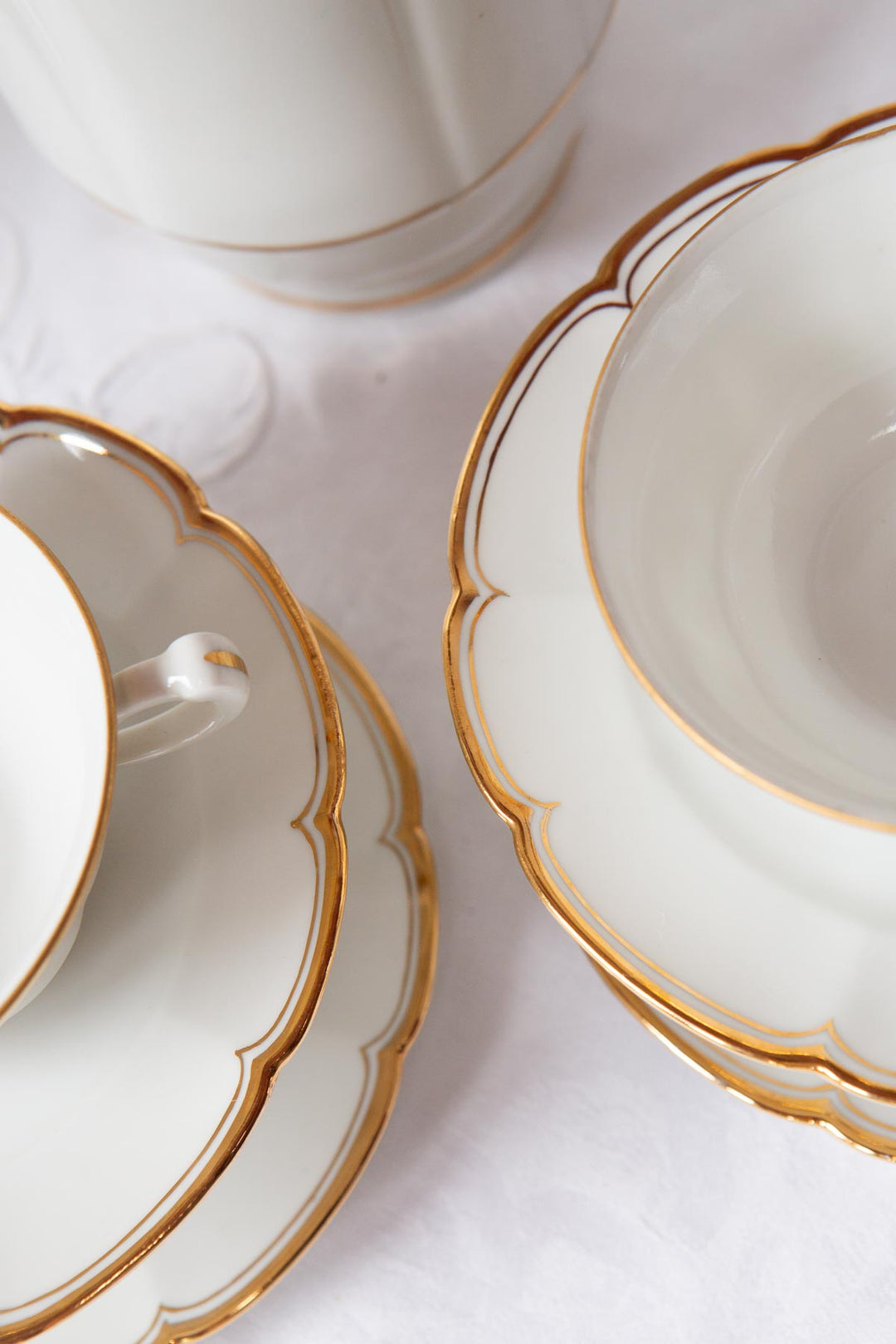juego de te porcelana blanca y dorada limoges antique french