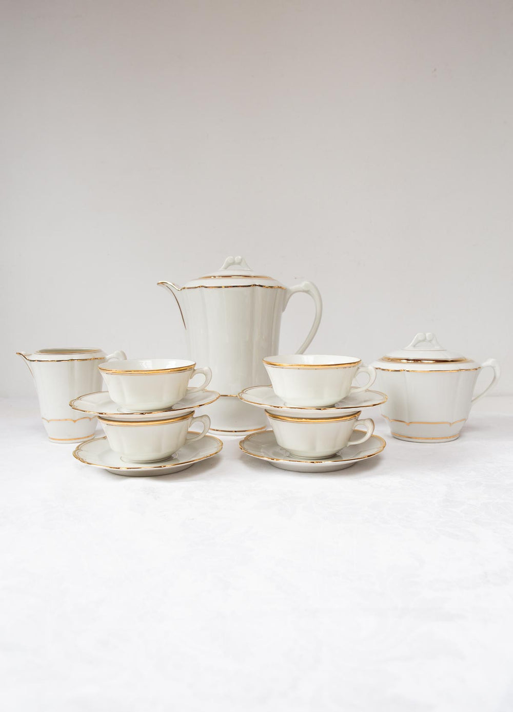 juego de te porcelana blanca y dorada limoges antique french