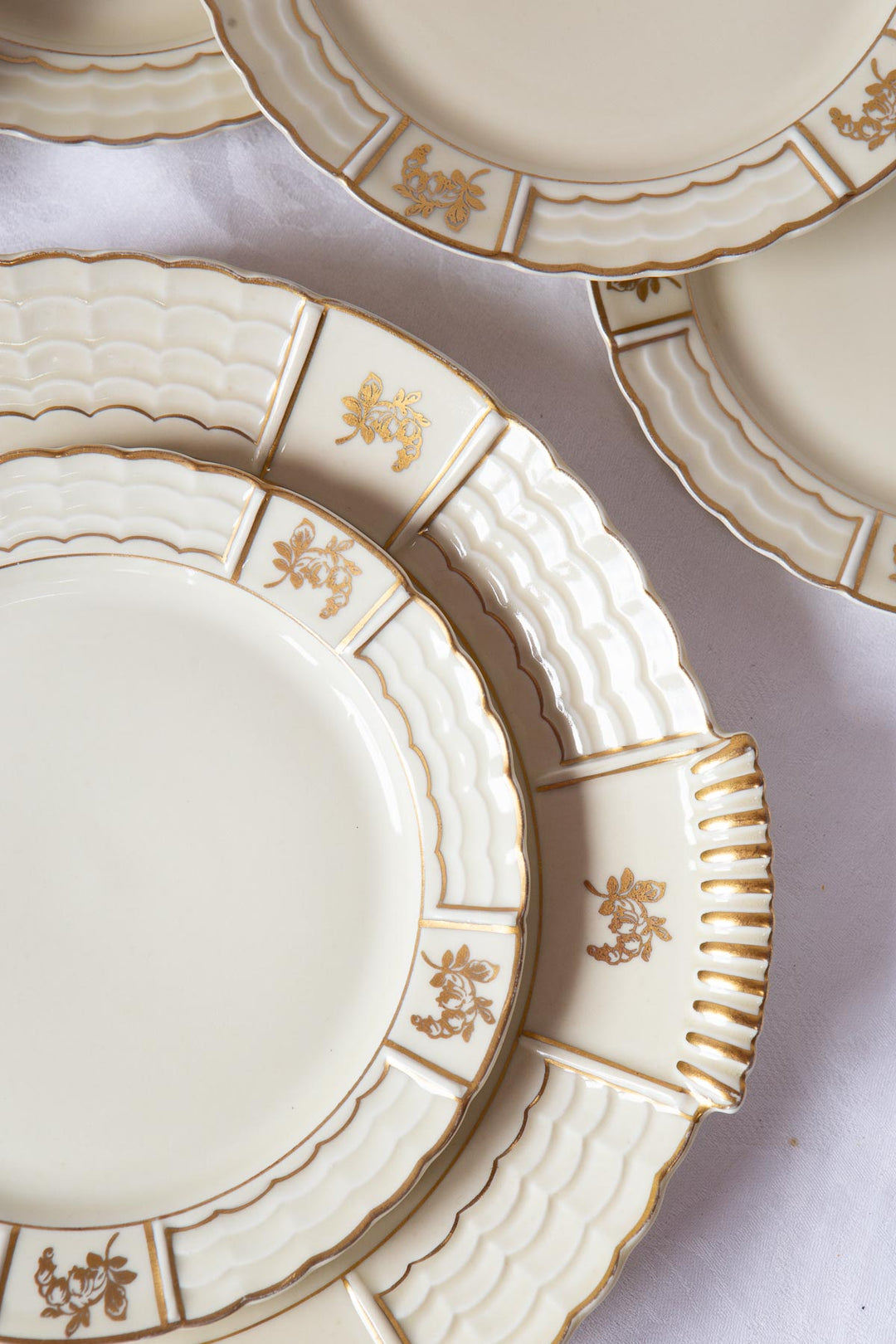 Servicio de postre en porcelana Limoges A. Lanternier, c. 1920-30s (6 SERVICIOS)