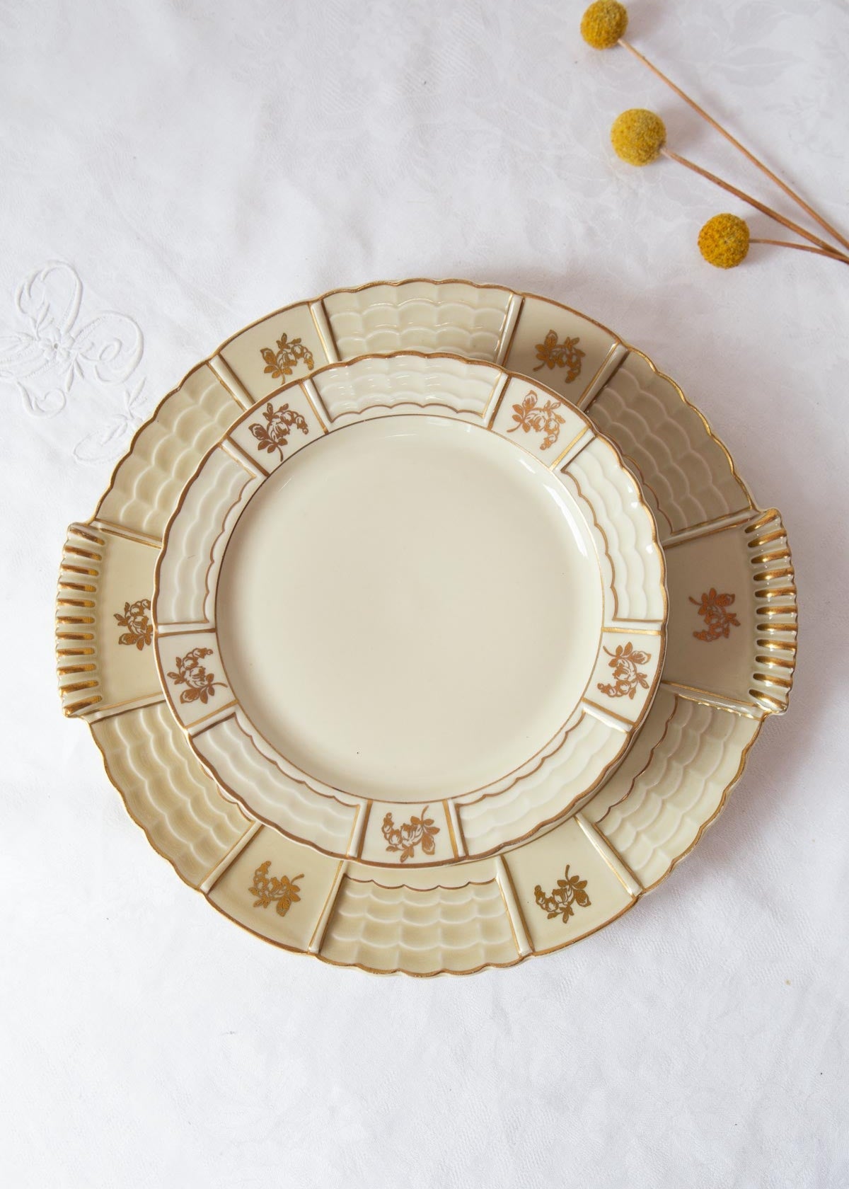 juego postre limoges lanternier porcelana vintage antigua