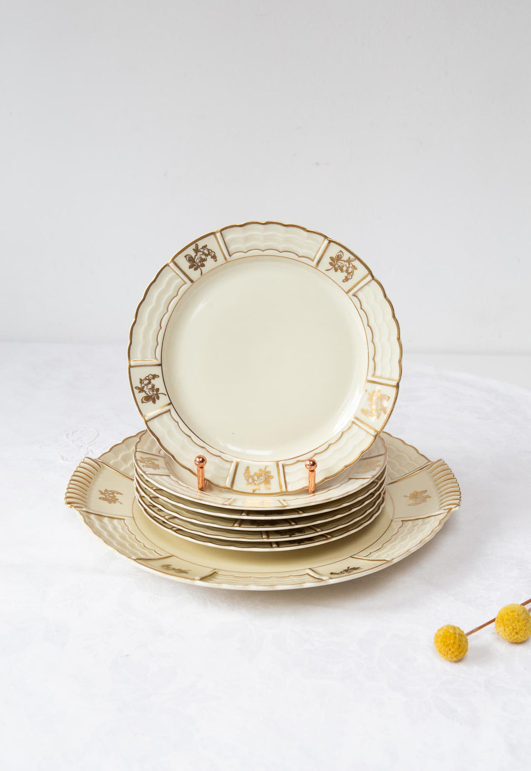Servicio de postre en porcelana Limoges A. Lanternier, c. 1920-30s (6 SERVICIOS)