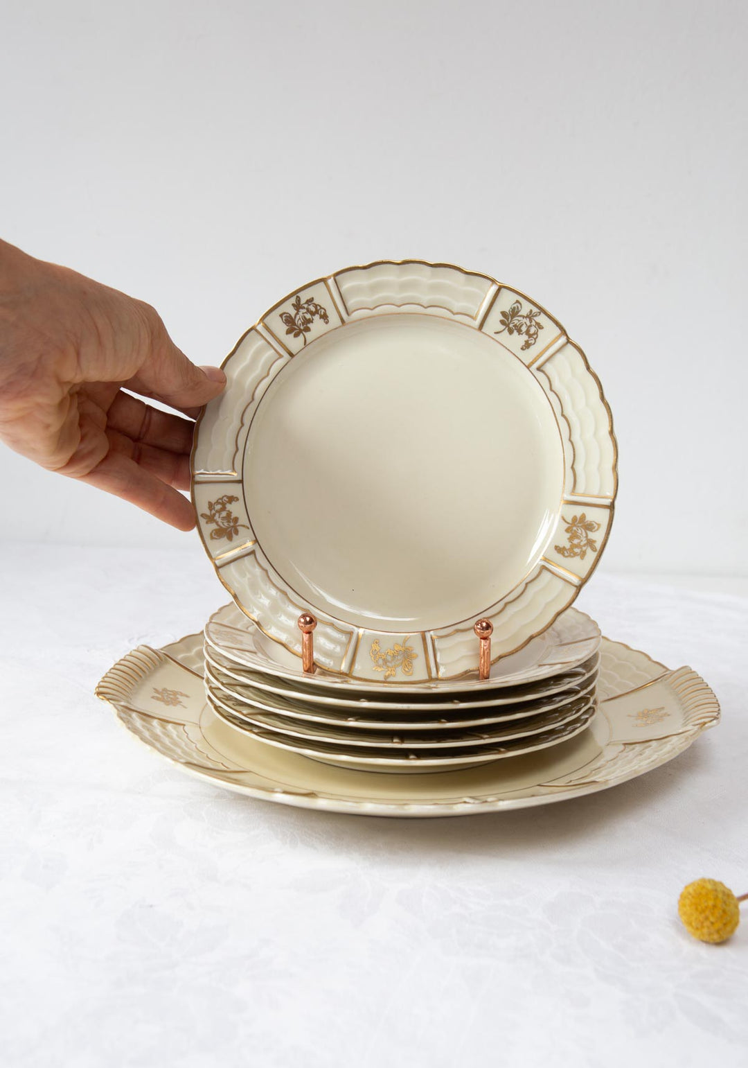 juego postre limoges lanternier porcelana vintage antigua