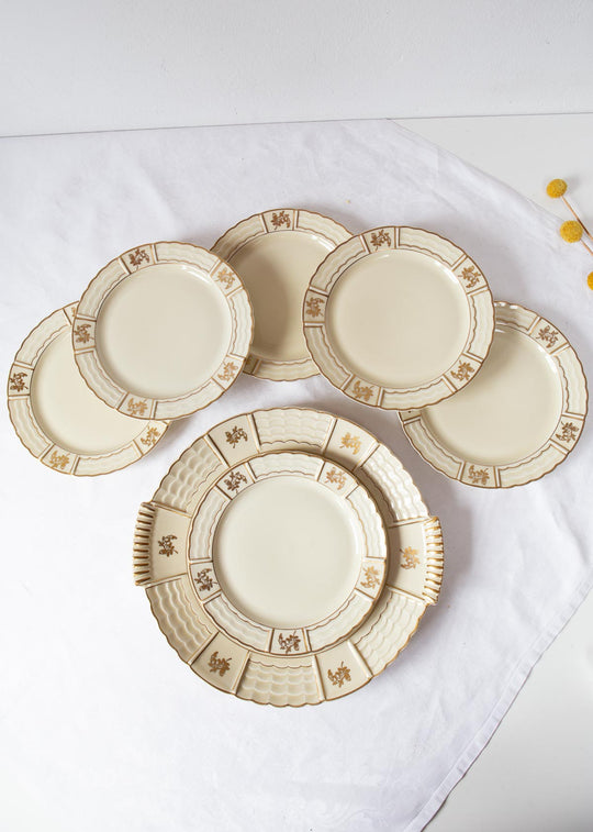 Servicio de postre en porcelana Limoges A. Lanternier, c. 1920-30s (6 SERVICIOS)