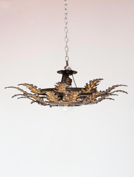 Plafón estilo sol hojas metal dorado c. 1960 (36 cm)