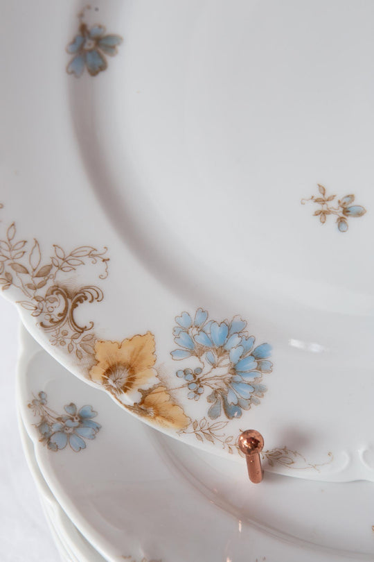 Juego de 8 platos llanos porcelana alemana Fritz Pfeffer (Gotha) c. 1900–1930s