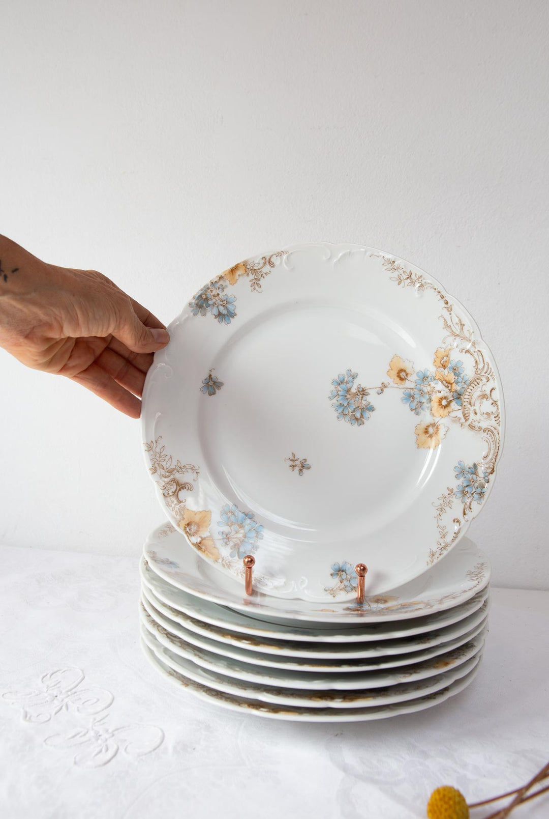 Juego de 8 platos llanos porcelana alemana Fritz Pfeffer (Gotha) c. 1900–1930s