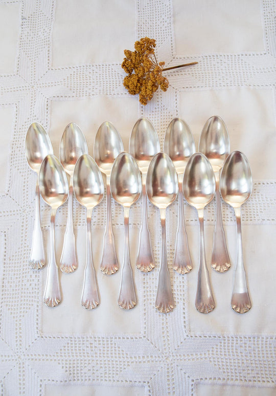 Juego 12 CUCHARAS MESA con iniciales monogramas ERCUIS Coquille