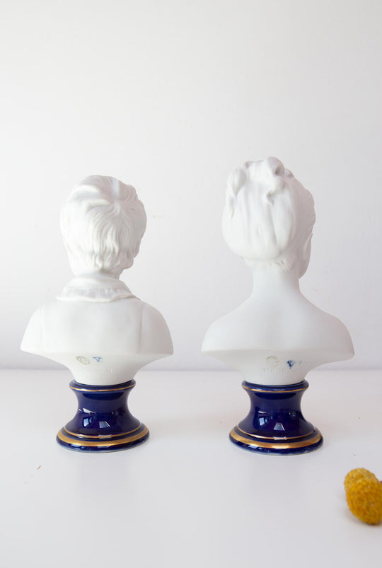 pareja bustos porcelana niño y niña houdon limoges