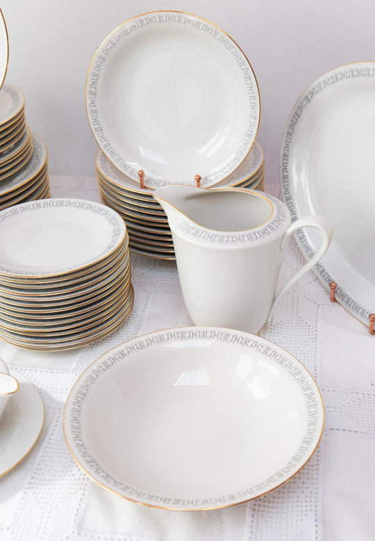 Vajilla porcelana sueca para 10-12 Hackefors / Hutschenreuther SIN ESTRENAR (54 PIEZAS)