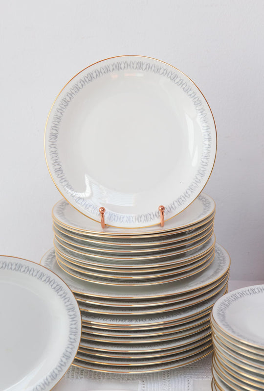 Vajilla porcelana sueca para 10-12 Hackefors / Hutschenreuther SIN ESTRENAR (54 PIEZAS)