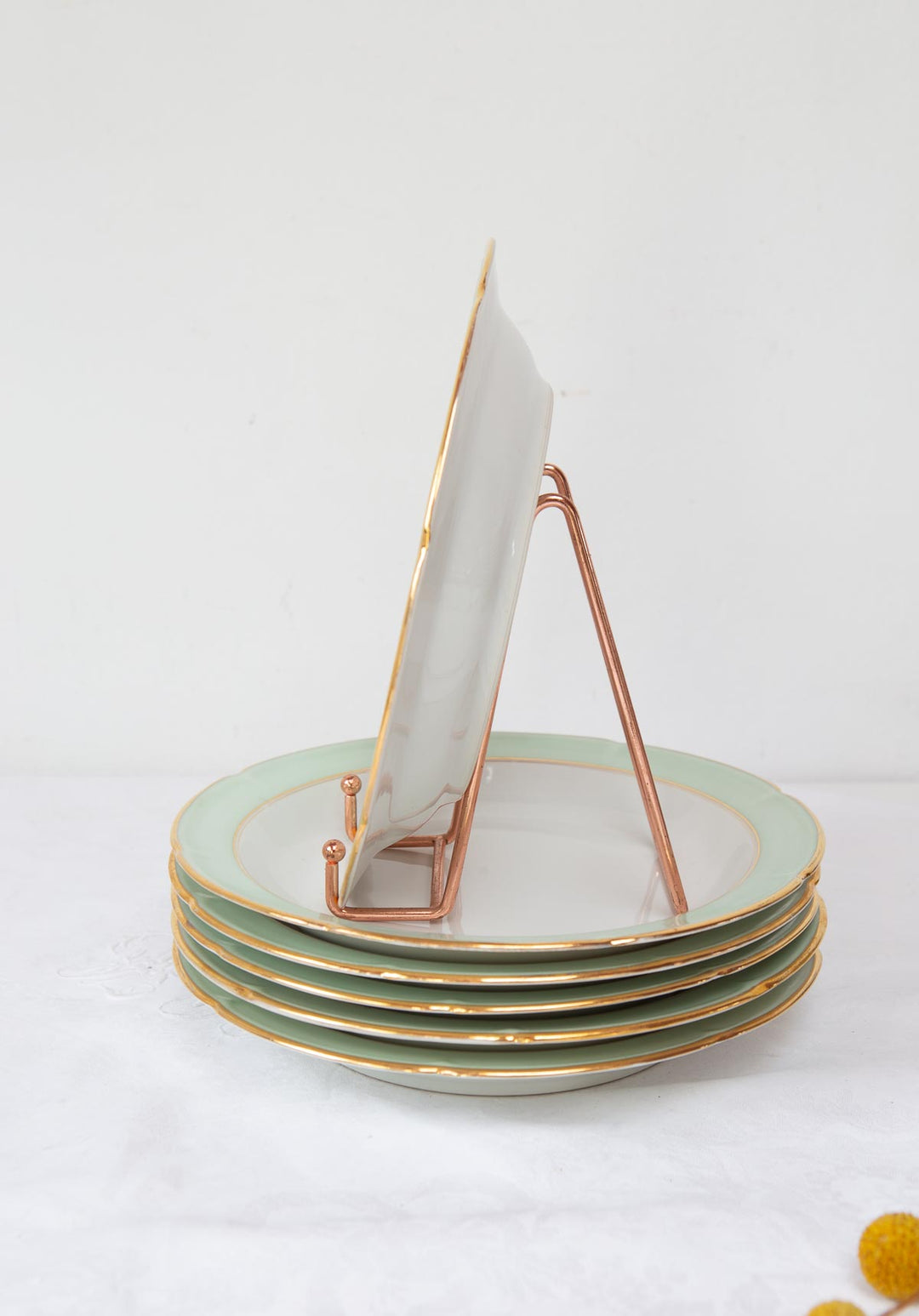 Juego 6 platos semi llanos porcelana Limoges CB Cie c. 1940s-60s