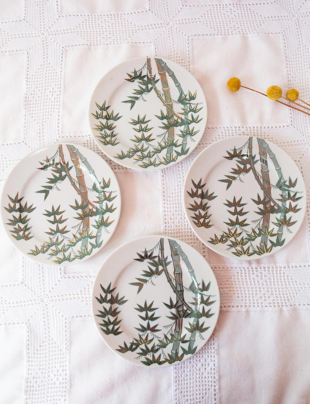 4 platos POSTRE porcelana china con palmeras (16 cm)