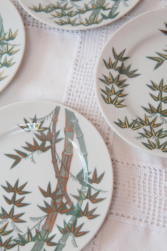 4 platos POSTRE porcelana china con palmeras (16 cm)