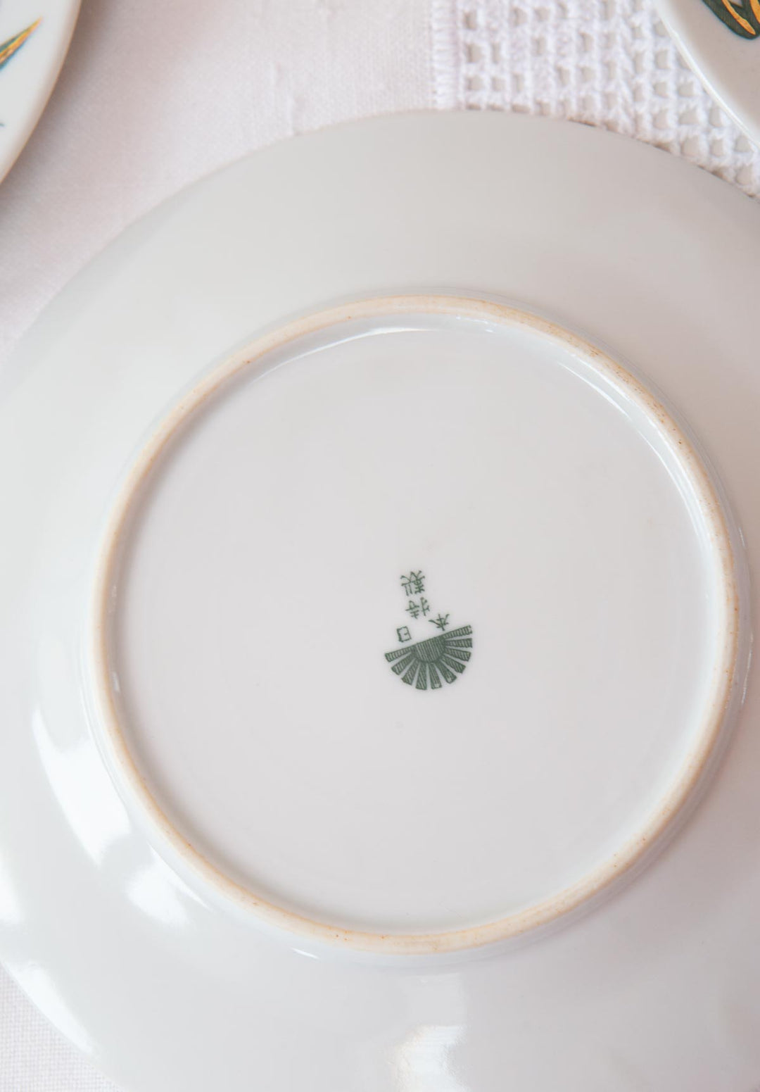 4 platos POSTRE porcelana china con palmeras (16 cm)