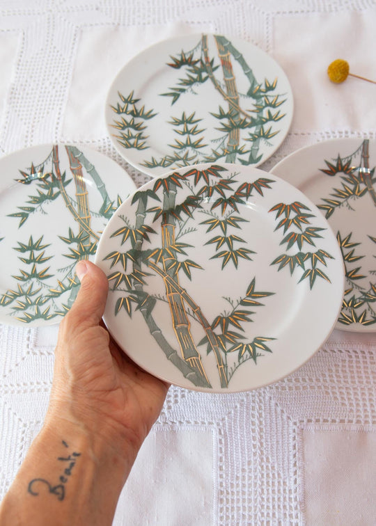 4 platos POSTRE porcelana china con palmeras (16 cm)