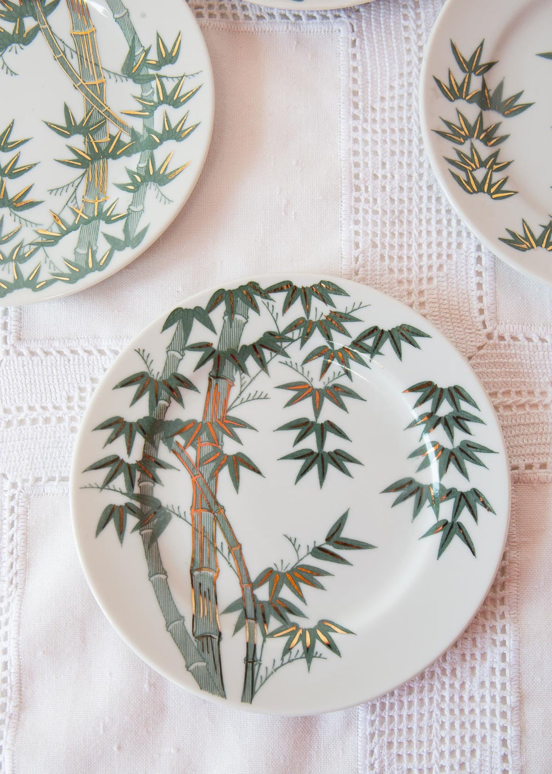 4 platos POSTRE porcelana china con palmeras (16 cm)