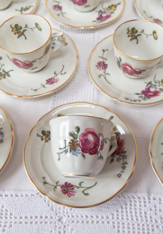 juego cafe bernardaud limoges flores 