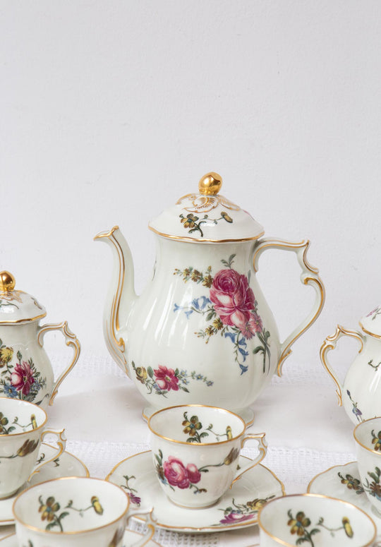 juego cafe bernardaud limoges flores 