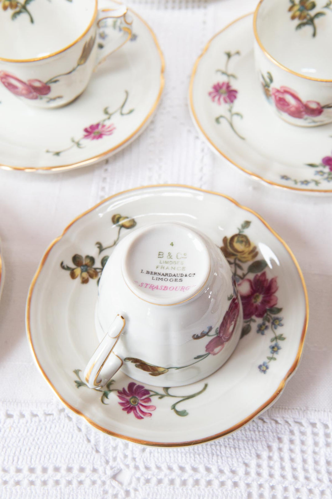 juego cafe bernardaud limoges flores 
