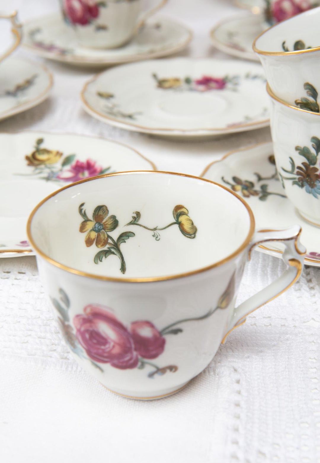 Juego de café Limoges Bernardaud flores, años 1920–1930, (10 SERVICIOS)