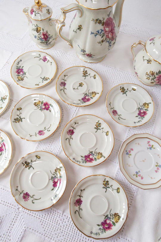 Juego de café Limoges Bernardaud flores, años 1920–1930, (10 SERVICIOS)