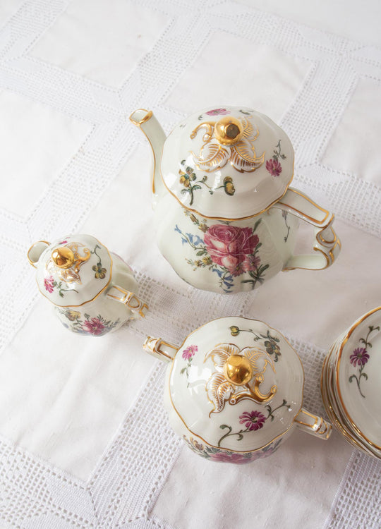 juego cafe bernardaud limoges flores 