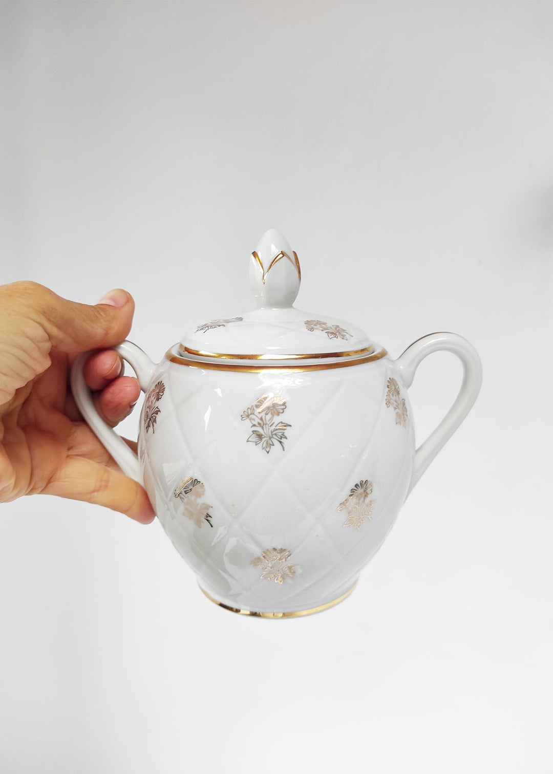 Juego de té Limoges 10 SERVICIOS porcelana ribete dorado c. 1950s (22 PIEZAS)