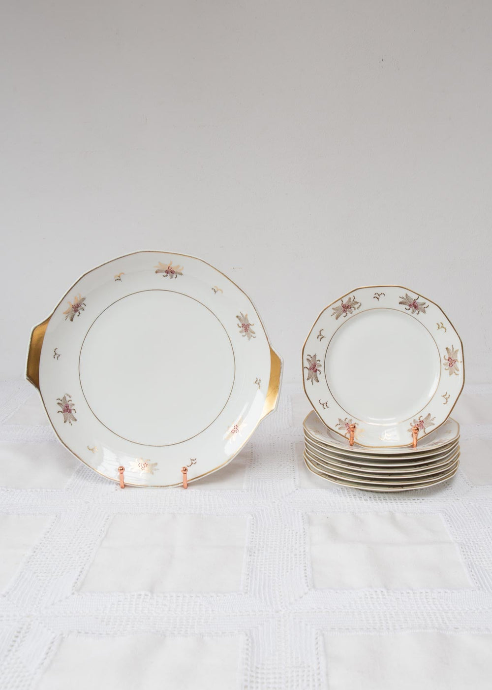 juego postre frances limoges porcelana antigua