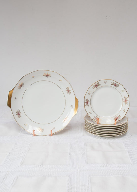 juego postre frances limoges porcelana antigua