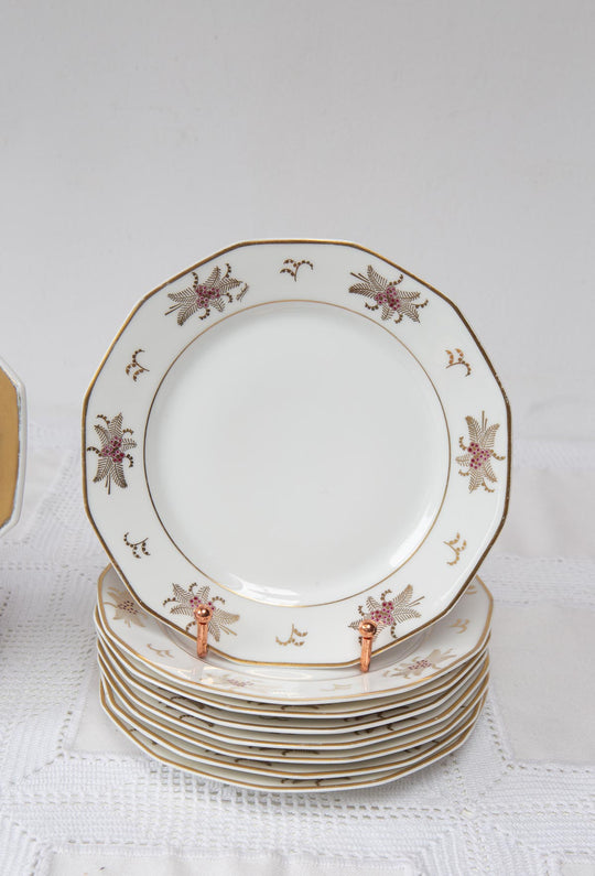 Servicio de postre de porcelana Limoges "Unique" c. 1930s (8 SERVICIOS)