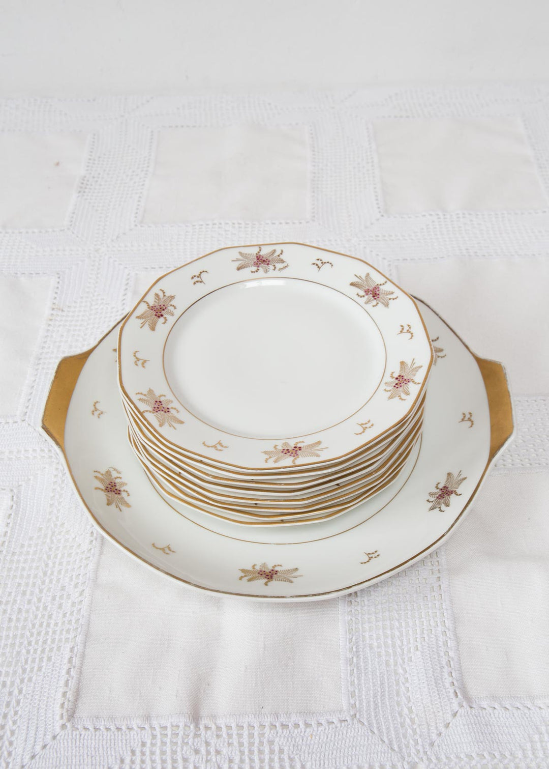 Servicio de postre de porcelana Limoges "Unique" c. 1930s (8 SERVICIOS)