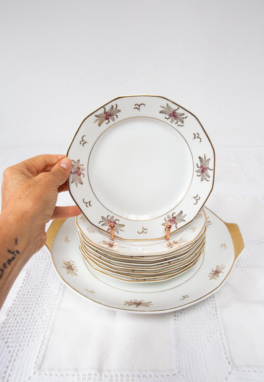 juego postre frances limoges porcelana antigua