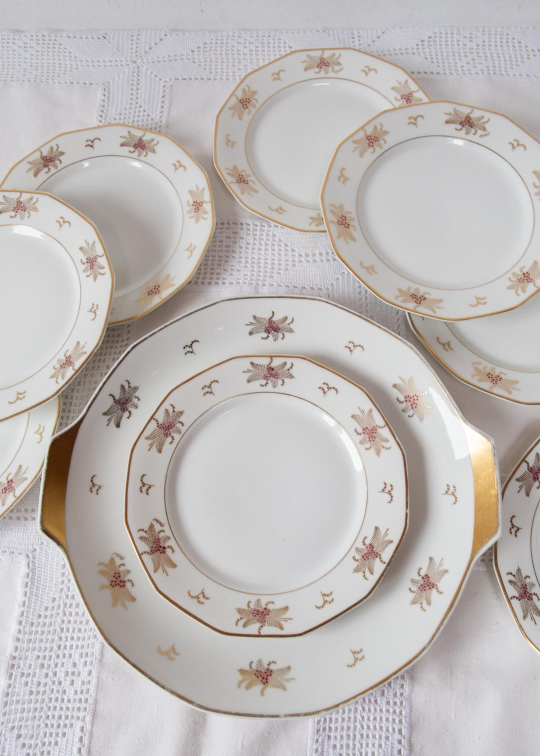 juego postre frances limoges porcelana antigua