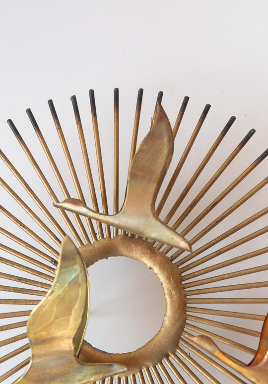 Escultura sol pájaros metal atribuida Curtis Jeré años 60/70 (26 cm)